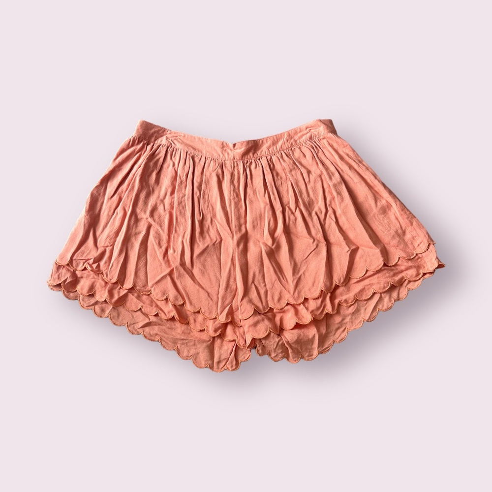 Women’s Moon Collection Live In California Salmon Color Scallop Rayon Shorts L